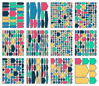 Balanced chevron arrow icons offering improved clarity across compact modular user interface grids