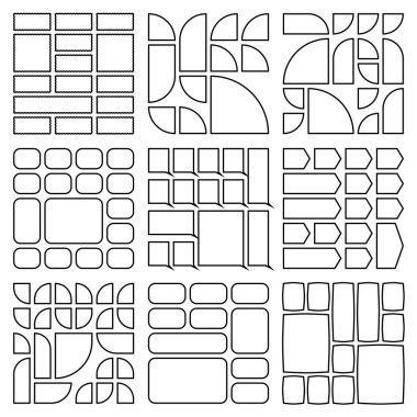 Stylish outline bento grid mix design set ideal for polished modern digital design usage