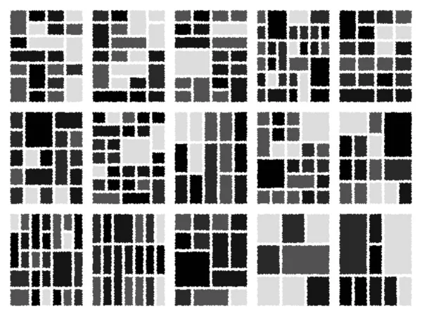 Digital glitch pixel style bento grid design featuring colorful patterns with modern artistic flair