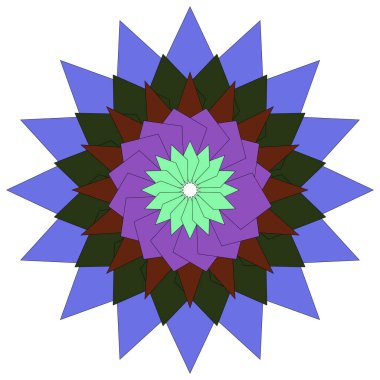 Yumuşak renkli sanatsal geometrik çizgiler ve simetriyi vurgulayan zarif soyut mandala çiçeği