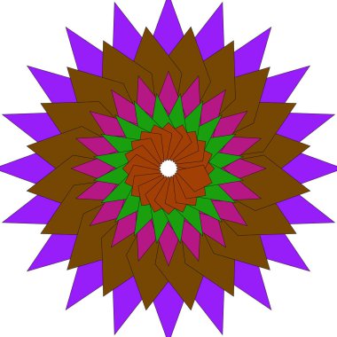 Zarif dekoratif geometrik detayları sanatsallıkla gösteren simetrik renkli mandala deseni