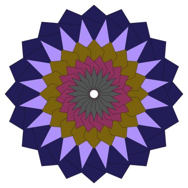 Dekoratif geometrik sanatsal elementler ve denge ile dolu renkli soyut mandala çiçeği