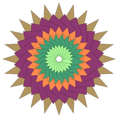 Parlak soyut mandala çiçeği kompozisyonu süslemeli çok renkli şekiller ve sanatsal geometri