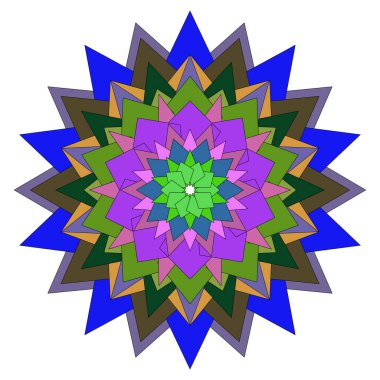 Canlı dekoratif mandala sanat eseri katmanlı renkli çiçek geometrik sanatsal elementlerle oluşturuldu