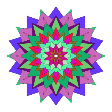 Dinamik geometrik yapısal renkli sanatsal elementlerle soyut çiçek mandala sanat eserleri