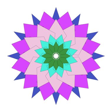 Renkli soyut mandala kompozisyonu ayrıntılı geometrik çiçek sanatını yaratıcılığıyla sergiliyor