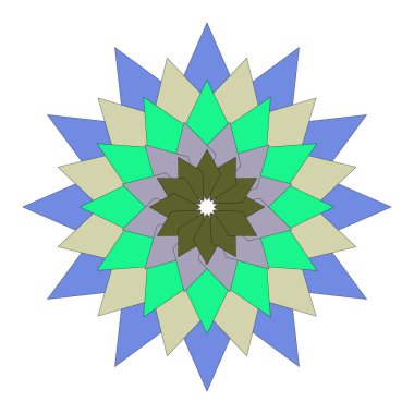 Renk zengini geometrik mandala sanat eserleri canlı, soyut ve dekoratif bir çiçek güzelliği sergiliyor.