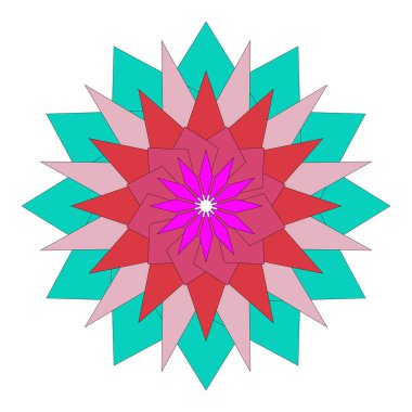 Süslü, soyut geometrik elementlerin ahenk içinde olduğu renkli mandala sanat eserleri.