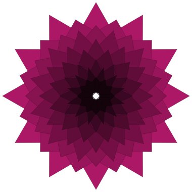 Renkli dekoratif mandala sanatında soyut çiçek biçimleri dengeli yumuşak akış şeklinde düzenlenmiştir.