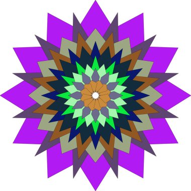 Renkli Sanatsal Soyut Yaklaşımlı Dengeli Dekoratif Şekiller Gösteren Parlak Çiçek Mandala Sanatı