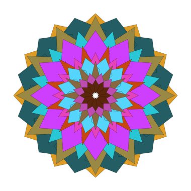 Zarif Sanatsal Şekillerle Yaratıcı Simetrik Ayrıntıları Gösteren Soyut Renkli Çiçek Mandala Sanatı