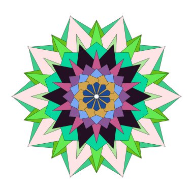 Renkli geometrik soyut mandala çiçeği çizimi gelişmiş sanatsal iç dekorasyon için idealdir