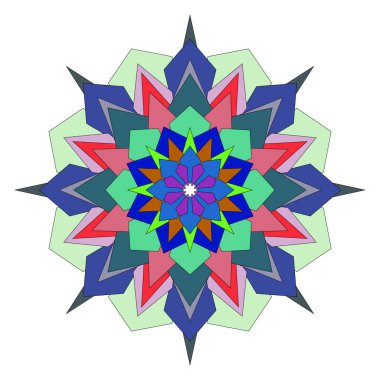 Kalın renkli soyut mandala çiçeği çizimi geometrik tasarım ile stil duvar gösterimleri için tasarlandı