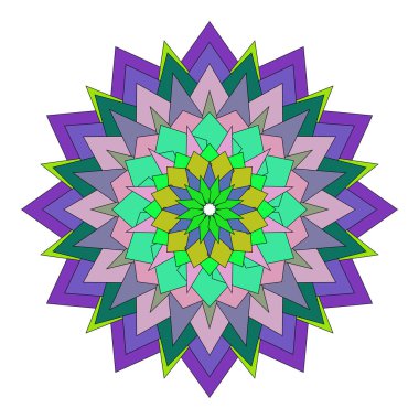 Yaratıcı renkli geometrik mandala çiçek deseni sanatsal güzelliği anlamlı modern iç mekanlara getiriyor.