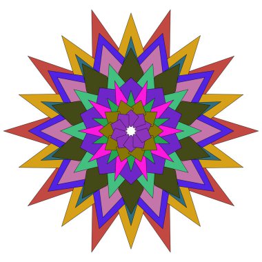 Renk zengini sanatsal mandala tasarımı geometrik şekilleri ifade edici soyut çiçek tarzıyla içerir