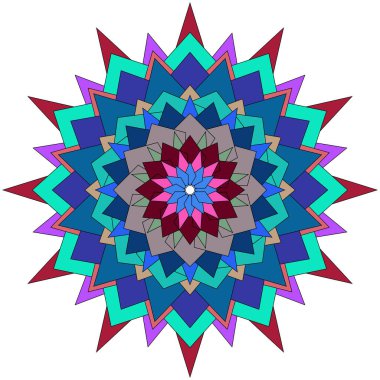 Modern cazibe için detaylı geometrik sanat tasarımı içeren renkli soyut çiçek mandala