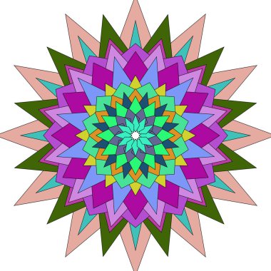 Güzel geometrik çiçek mandala sanatsal yapıya sahip parlak renkli soyut tasarım