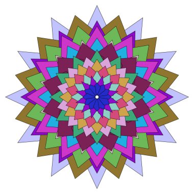 Zarif geometrik detaylara sahip çiçeklerden esinlenilmiş sanatsal renkli mandala