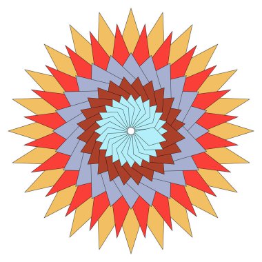 Dekoratif Sanatsal Şekilde Canlı Geometrik Çiçek Elementleriyle Simetrik Soyut Mandala