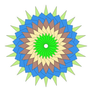 Parlak akışkan mandala çiçeği çizimleri renkli geometrik dengeyi anlamlı sanatsal stil ile gösterir