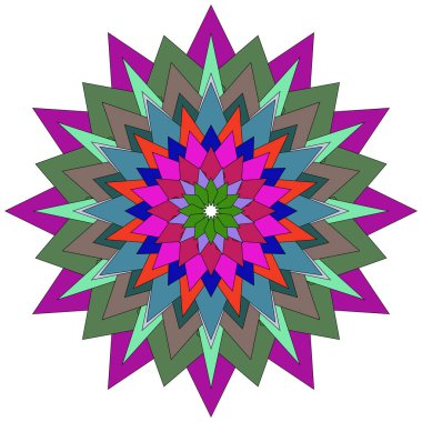 Parlak Renkli Çiçek Sanatını Parlak Sanatsal Biçimli Geometrik Mandala