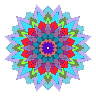 Sanatsal Renkli Şekliyle Cesur Soyut Geometrik Desenli Canlı Çiçek Mandala