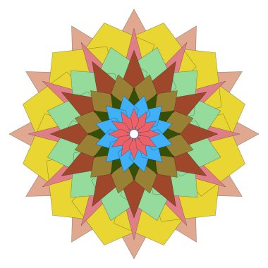 Çarpıcı görseller için dekoratif soyut sanatsal tasarımı olan canlı geometrik çiçek mandala