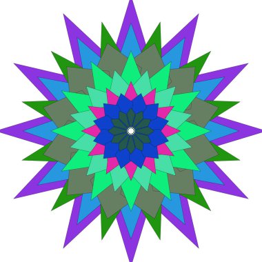 Parlak mandala geometrik çiçek soyut kompozisyonu sanat eserleri için canlı renkler içerir
