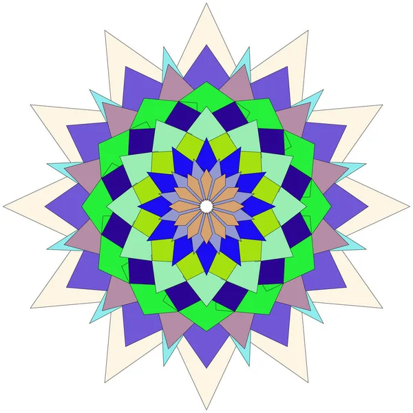 Renkli Mandala Sanat Çalışması Güzel Dekoratif Elementlerle Eşsiz Soyut Çiçek Geometrisini Vurguluyor