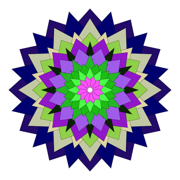 Renkli geometrik soyut elementlerin ve canlı formların yer aldığı etkileyici mandala sanatı