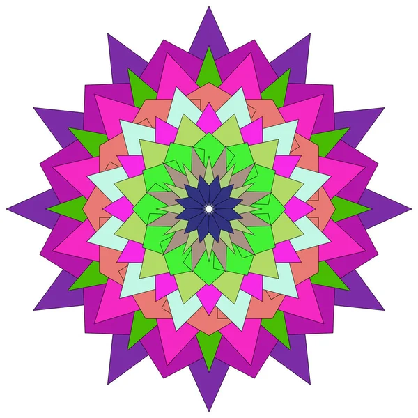 Renk zengini mandala çiçeği çizimi renkli sanatsal tarzda zarif geometrik desenler sergiliyor