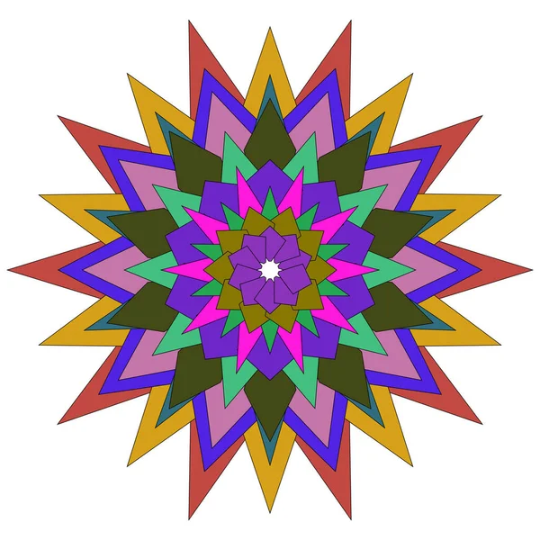 Renk zengini sanatsal mandala tasarımı geometrik şekilleri ifade edici soyut çiçek tarzıyla içerir