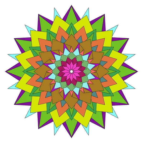 Estetik için canlı geometrik renklerle hazırlanmış dekoratif soyut mandala çiçeği tasarımı