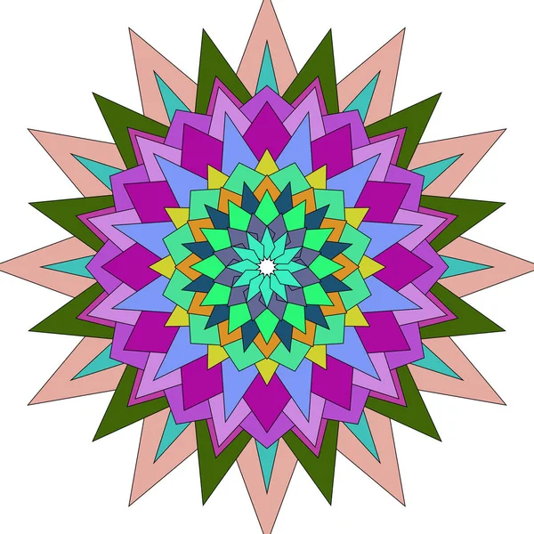 Güzel geometrik çiçek mandala sanatsal yapıya sahip parlak renkli soyut tasarım