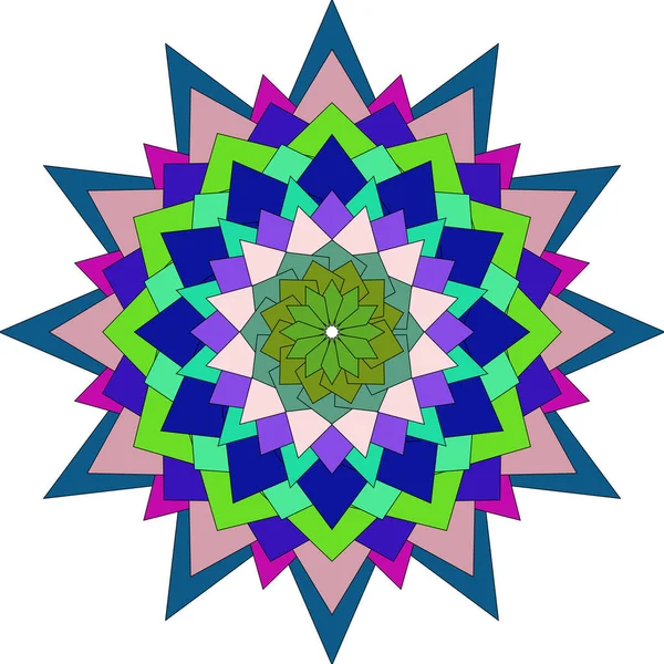 Cesur geometrik şekiller ve parlak görsel hareketlere sahip sanatsal soyut çiçek mandala