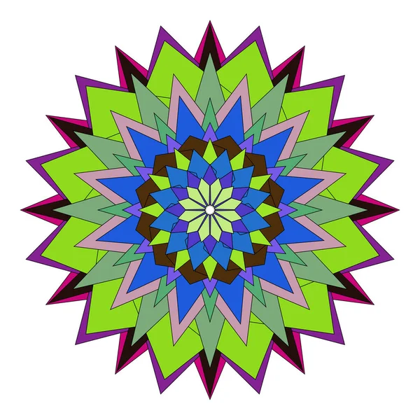 Modern tarzda geometrik renkli soyut desenleri ifade eden parlak sanatsal mandala çiçeği