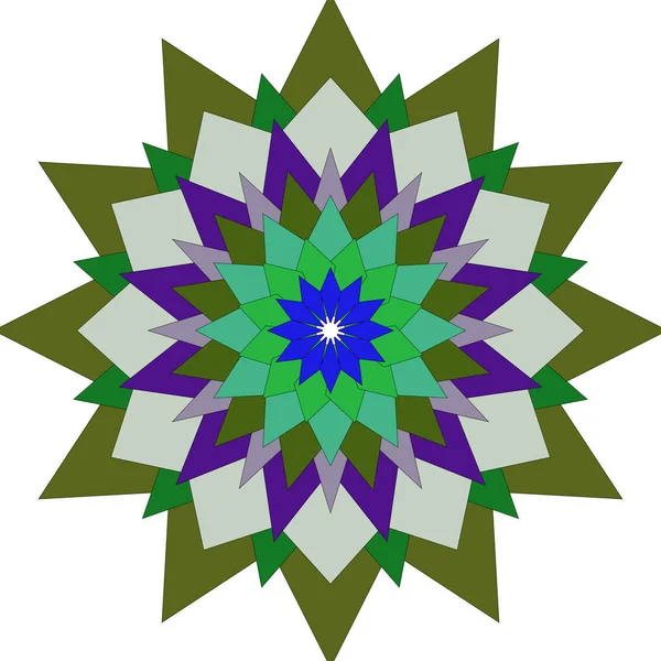 Yaratıcı geometrik çiçek mandala sanatı görsel cazibe için canlı soyut tarzda tasarlanmıştır.