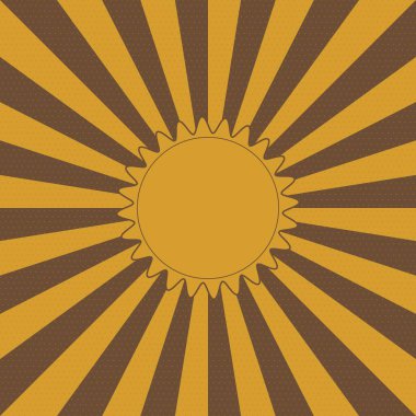 Radyal ışınlar ve yarım tonlu noktalarla retro çizgi roman kahverengi ve sarı arkaplan