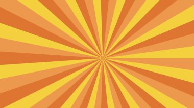 Arkaplanda turuncu ve sarı çizgili merkezi bir noktadan yayılan ışınlar