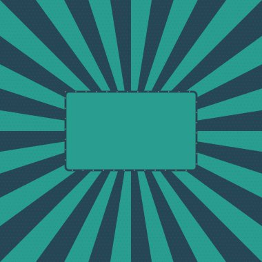 Metin kaplaması için ortalanmış dikdörtgen çerçeveli geri püskürtülmüş deniz mavisi güneş ışınları