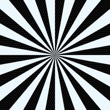 Yarım ton noktalı siyah beyaz bir güneş patlaması.