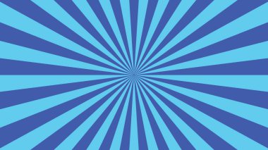 Ortadaki noktadan yayılan mavi ışınlar ile Retro stili güneş patlaması