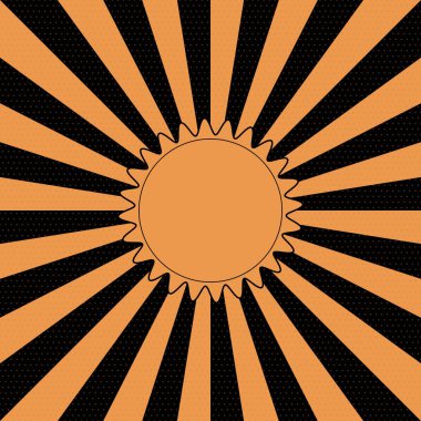 Yarım ton ışınlı turuncu çizgili daire pop sanatsal arka planı