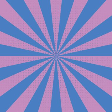 Arkaplanda pembe yarım tonlu noktalar ve mavi güneş ışınları