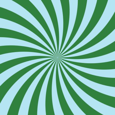 Dönen yeşil ve mavi güneş patlaması dizaynı kıvrımlı radyal çizgiler ya da ışınlarla