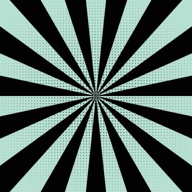 Merkezden ve yarım tonlu noktalardan siyah ışınlar yayılan arka plan
