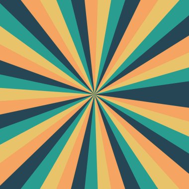 Turuncu, mavi ve yeşil ışınlı soyut bir güneş patlaması arka planı