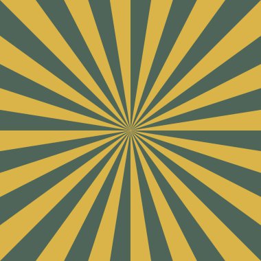 Yeşil ve sarı renkli güneş ışınları saçan Retro biçimi