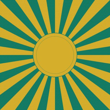 Işınlar ve daire çerçeve yeşil ve altın ile geçmişe dönük arkaplan