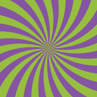 Girdap yeşil ve mor ışın tasarım elementi ile soyut güneş patlaması arkaplanı